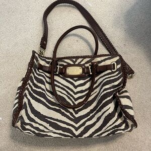 Zebra Print Brown Leather Michael Kors Purse